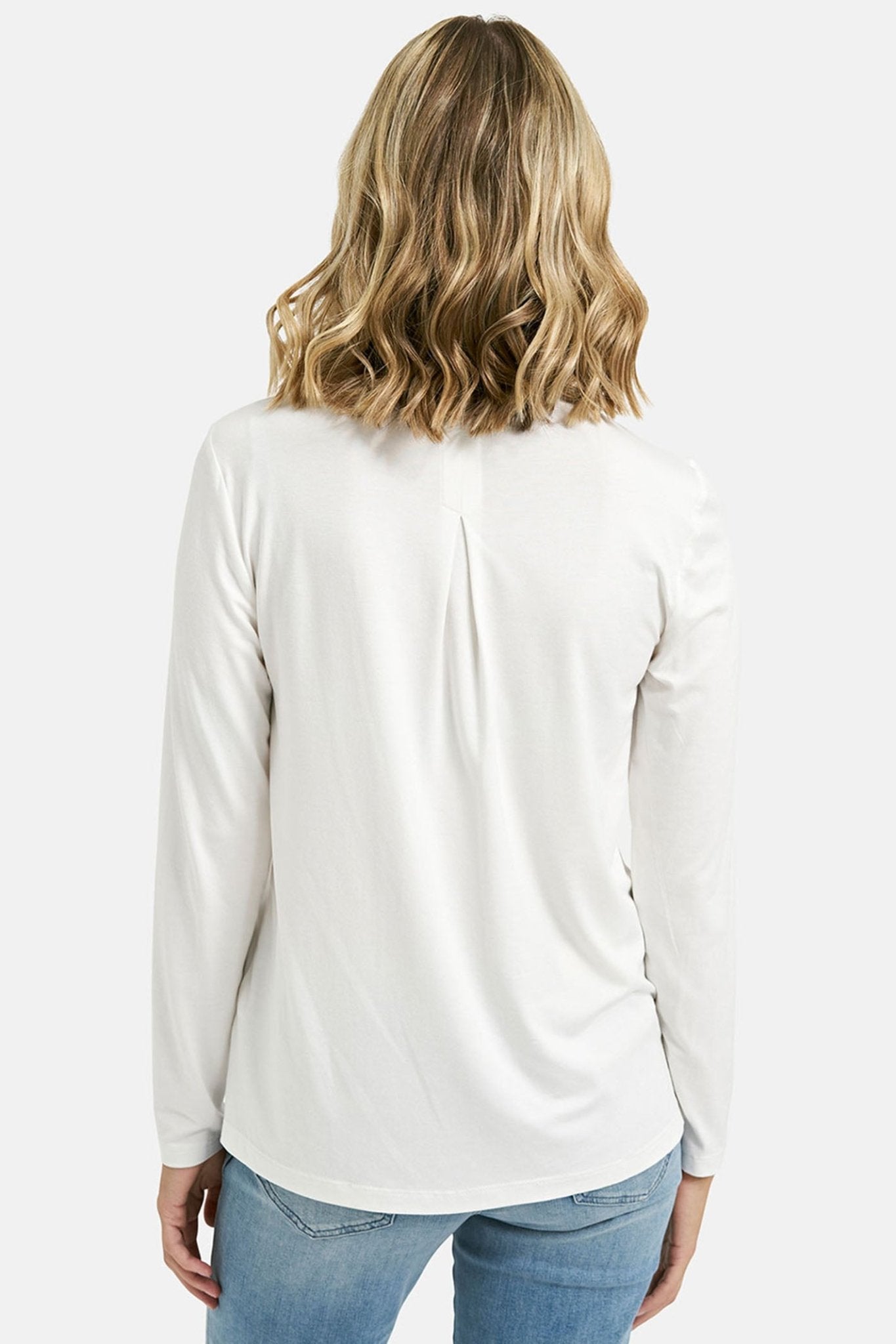 Milano 99-7401-8156-7 Off White Split Neck Blouse - Dotique