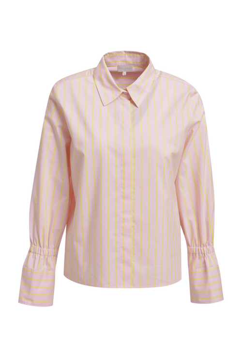Milano Italy Neon Coral Stripe Shirt Blouse 61 - 4828 - 3751 - Dotique - MILANO