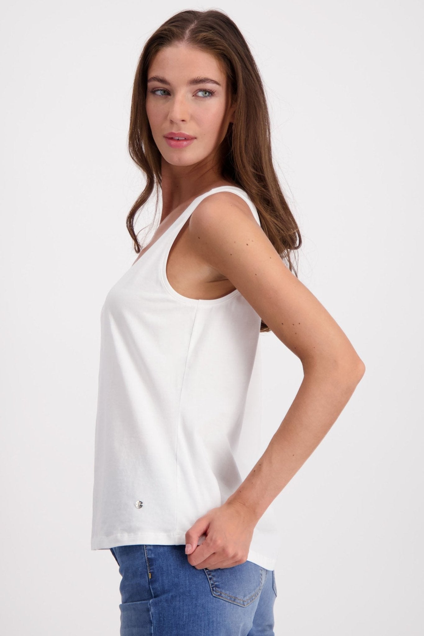 Monari 408363 Off White Vest Top - Dotique