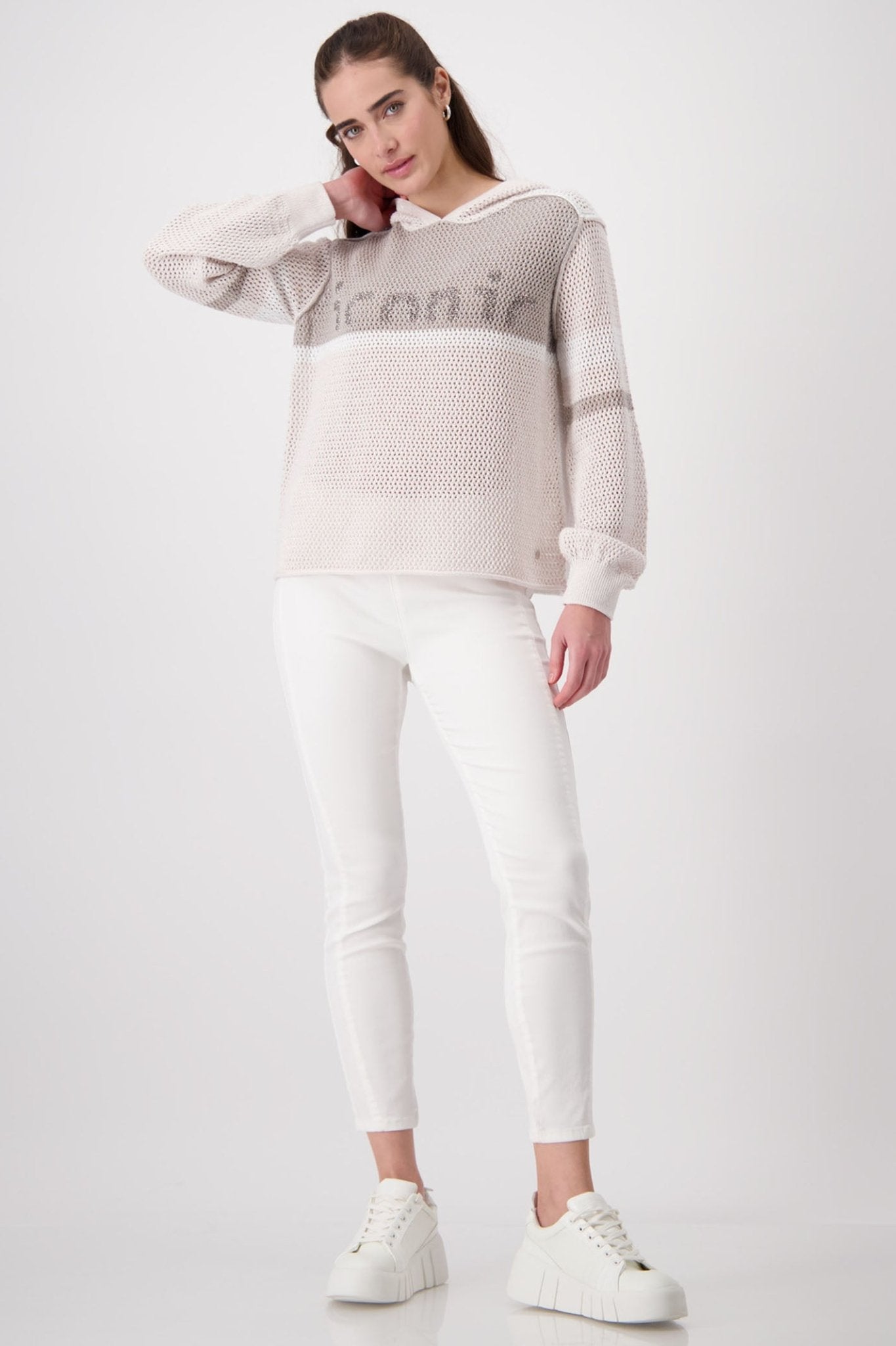 Monari 408411 Off White Pull-On Trousers - Dotique