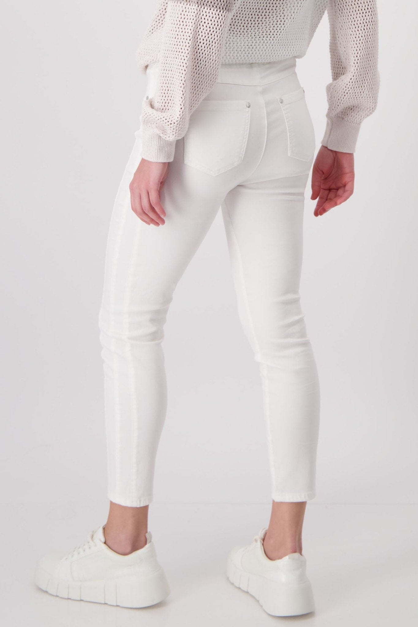 Monari 408411 Off White Pull-On Trousers - Dotique