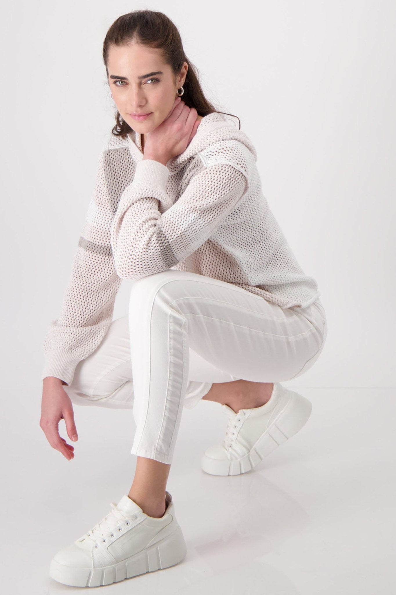 Monari 408411 Off White Pull-On Trousers - Dotique