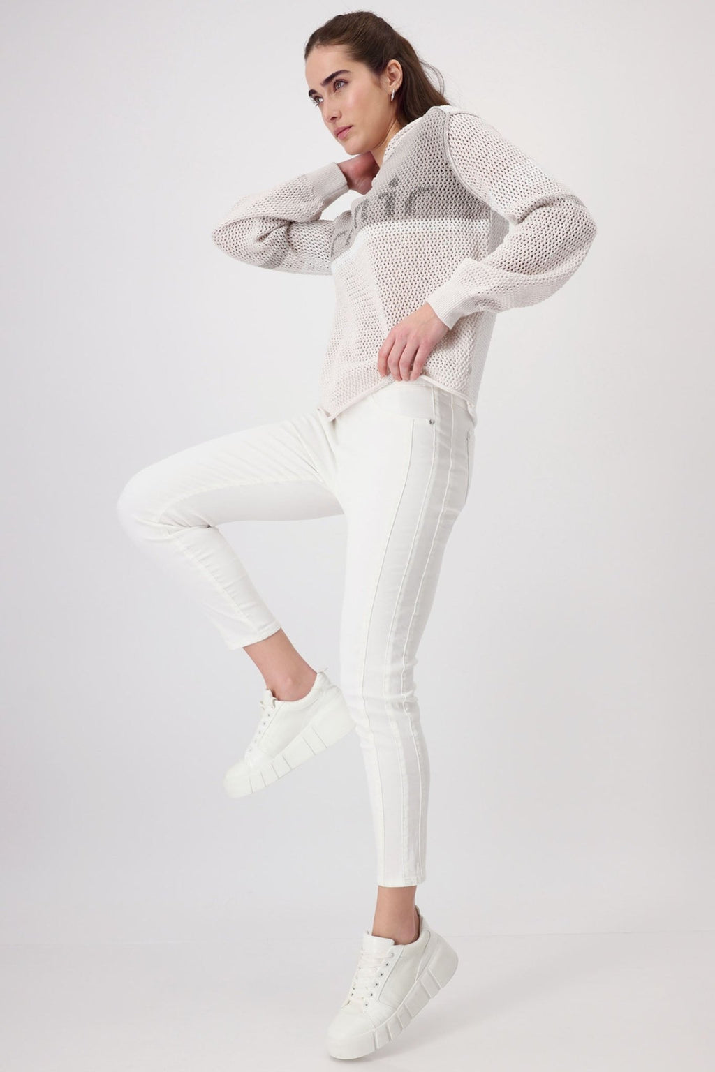 Monari 408411 Off White Pull-On Trousers - Dotique