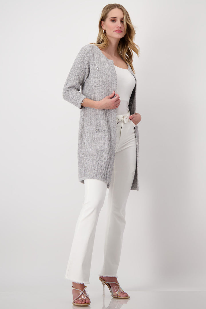 Monari 408503 Rhino Grey Coatigan Long Cardigan - Dotique