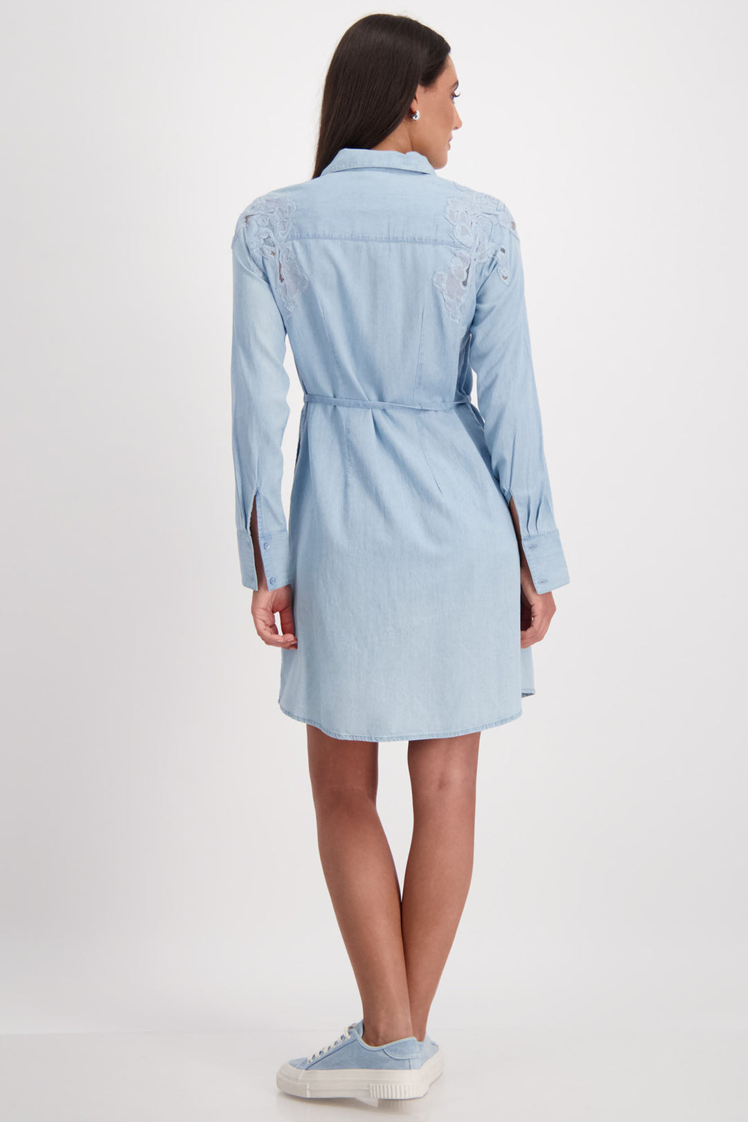 Monari 409056 Blue Denim Shirt Dress With Lace - Dotique