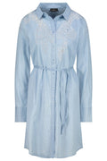 Monari 409056 Blue Denim Shirt Dress With Lace - Dotique