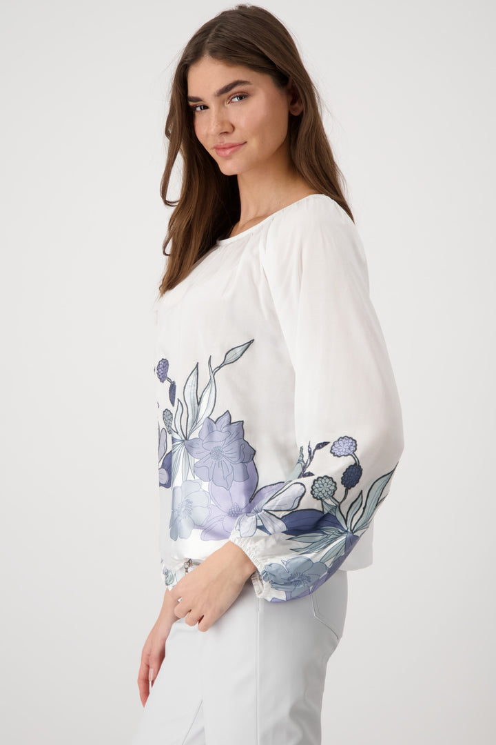 monari-409084-blouse-flower-print-round-neck-white-blue-Dotique-