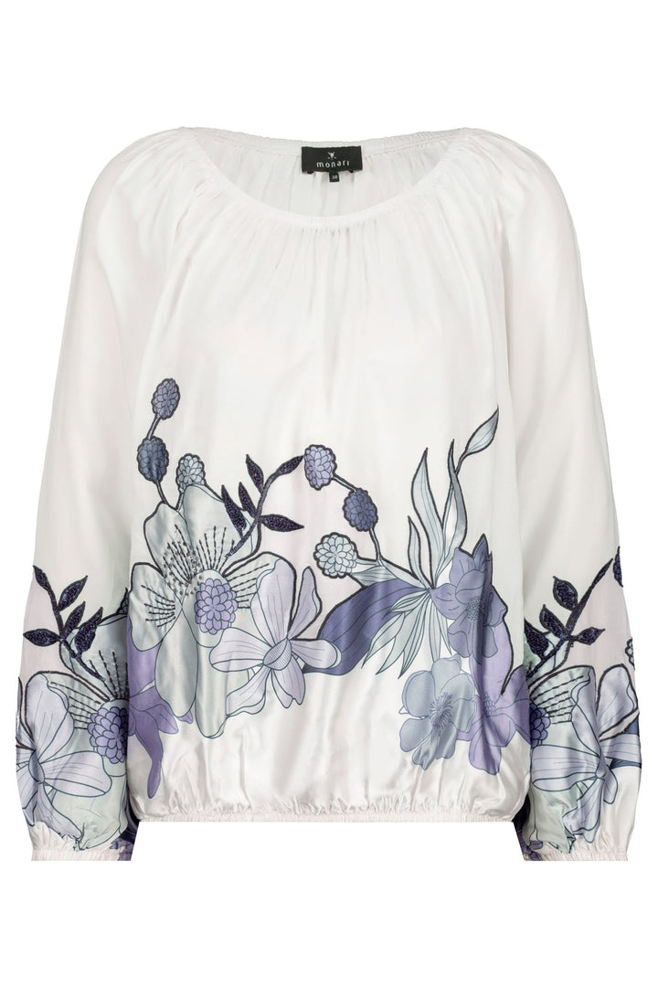 monari-409084-blouse-flower-print-round-neck-white-blue-Dotique-