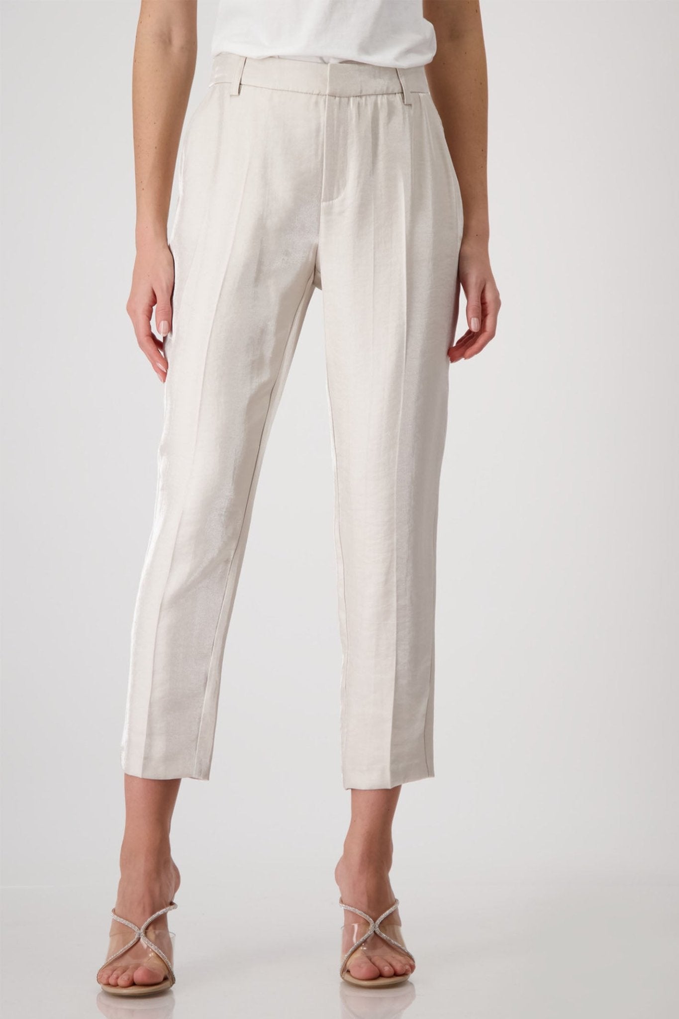 Monari 409208 Warm Sand Lame Trousers - Dotique - Monari