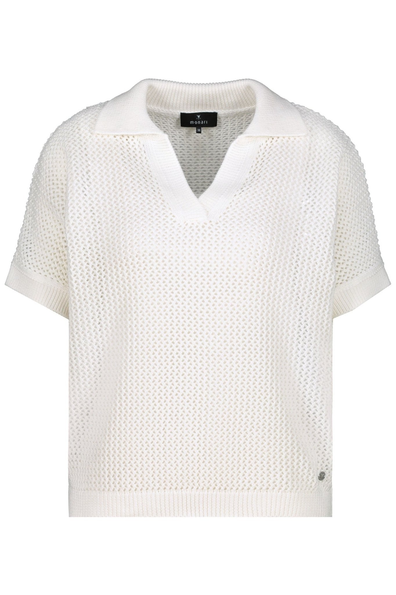 Monari 409530 Polo Ajour Jumper Off-White - Dotique
