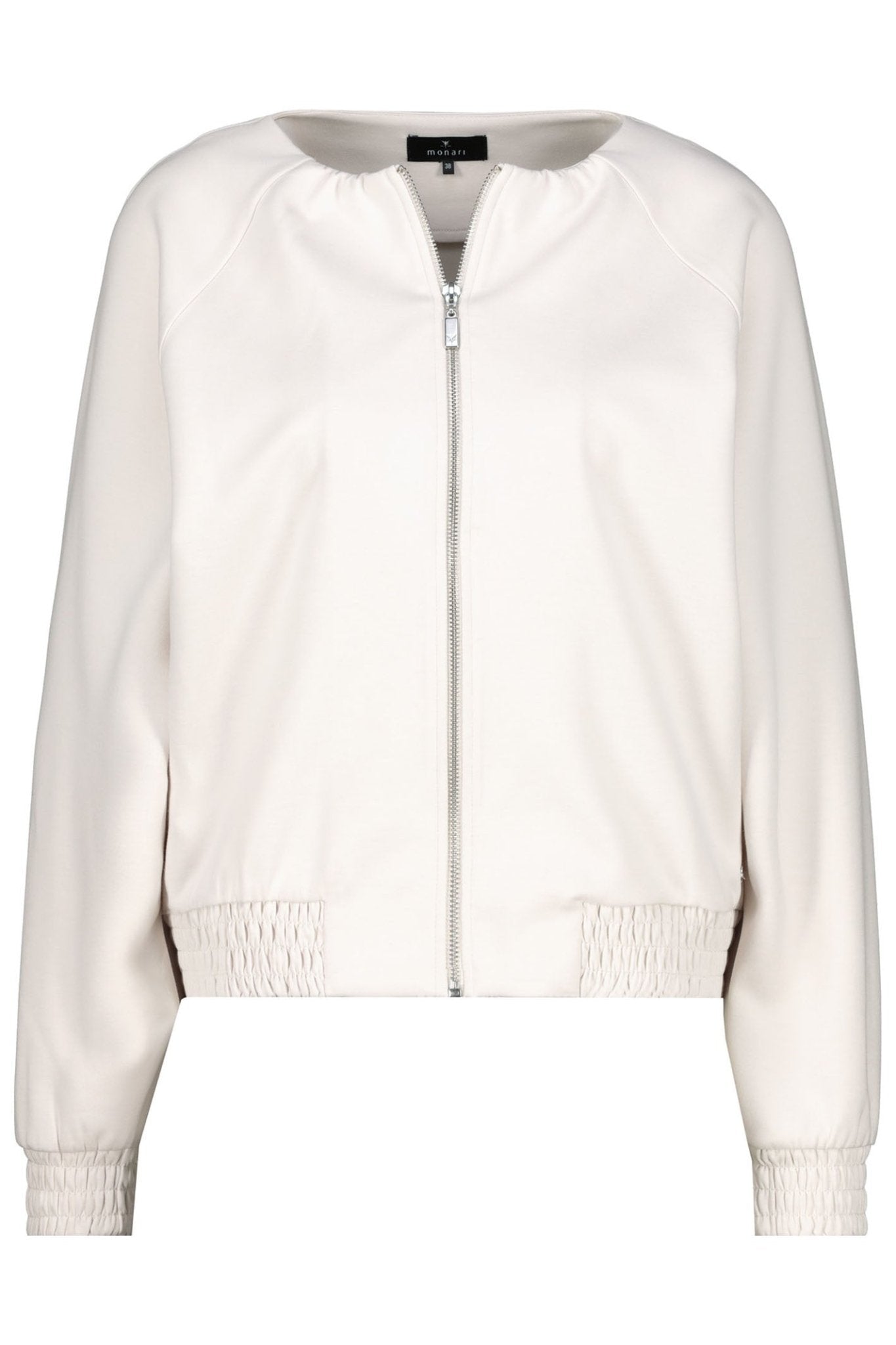 Monari 409536 Off White Round Neck Krausel Jacket with Smocked