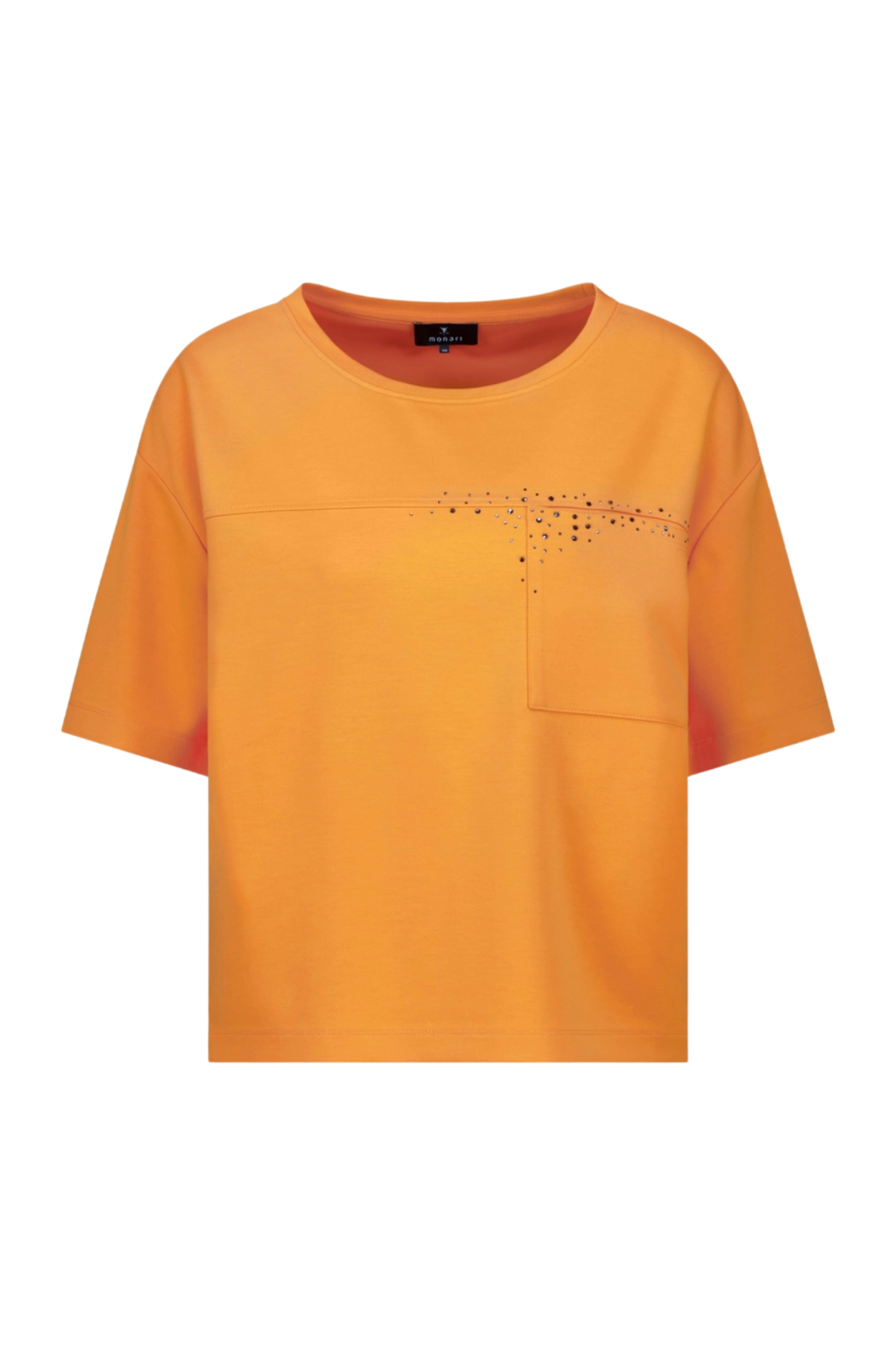 Monari 410127 Sweatshirt with Rhinestones Orange by Monari, stylish and comfortable, shop Monari at Dotique online.
