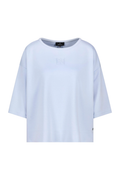 Monari 410185 Pale Blue Embossed Emblem Sweatshirt front view by Monari Shop Monari at Dotique