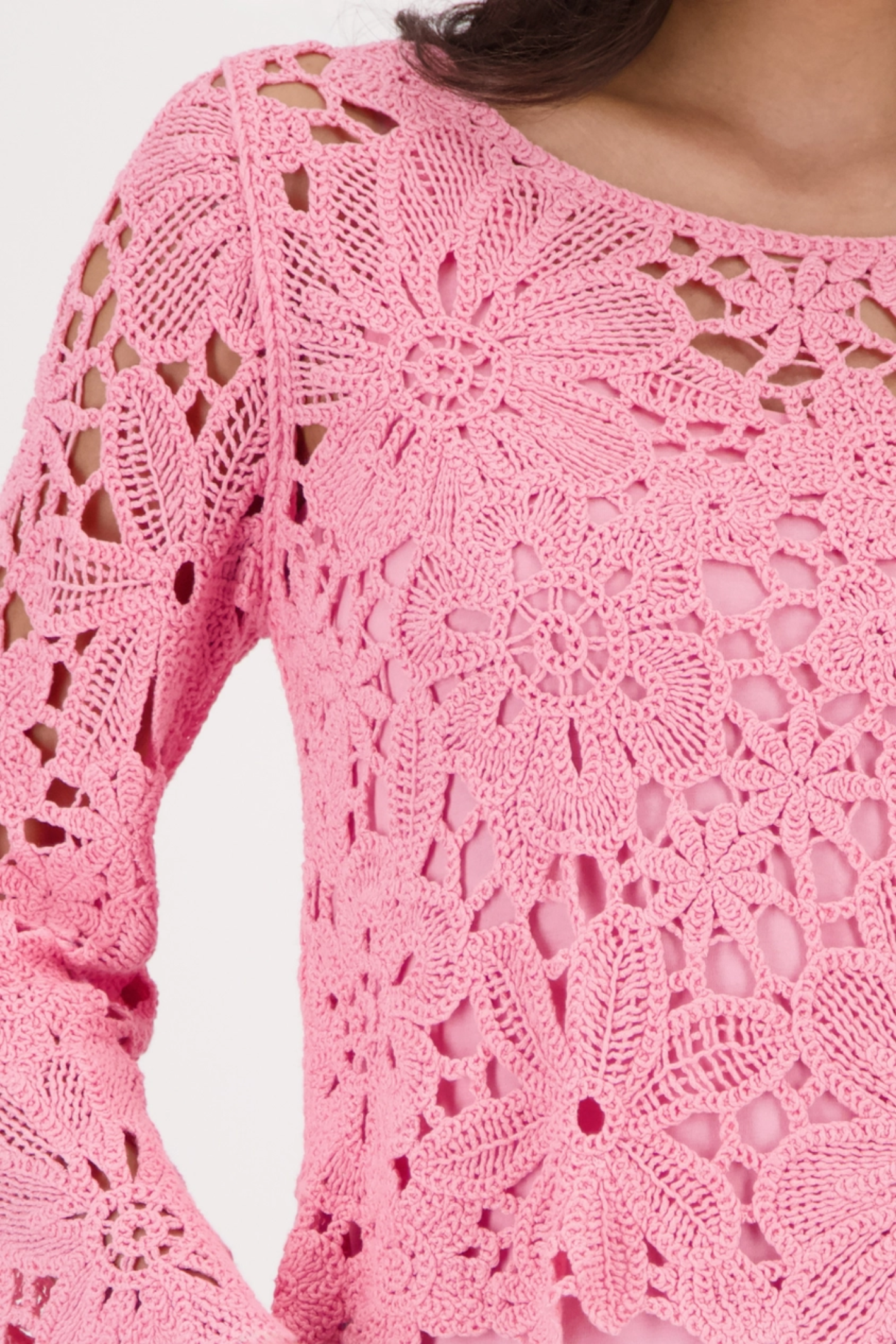 Monari 410237 Cornelly Crochet Jumper Spring Flower by Monari in pink lace design Shop Monari at Dotique