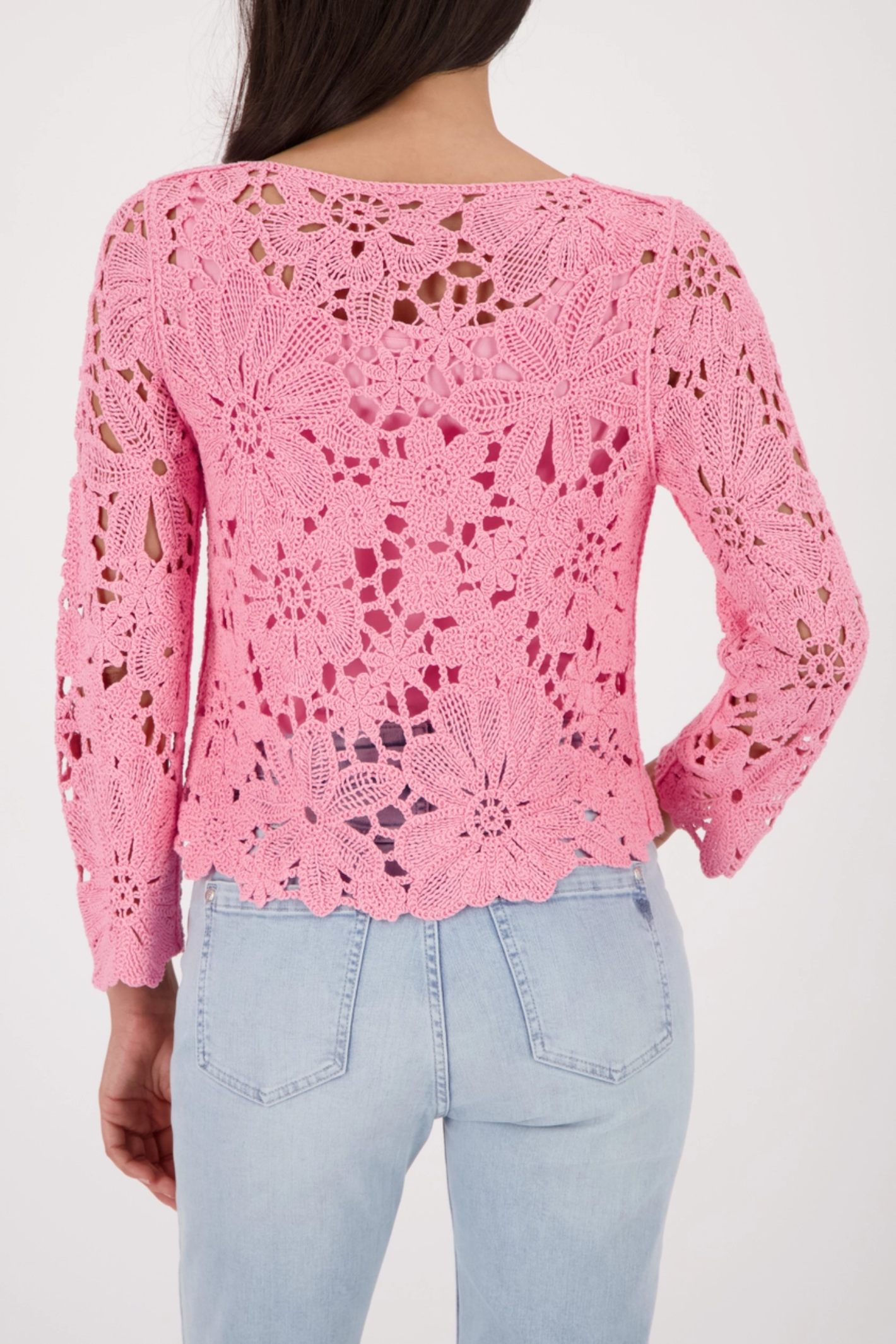 Monari 410237 Cornelly Crochet Jumper Spring Flower in pink by Monari, shop the Monari collection at Dotique.