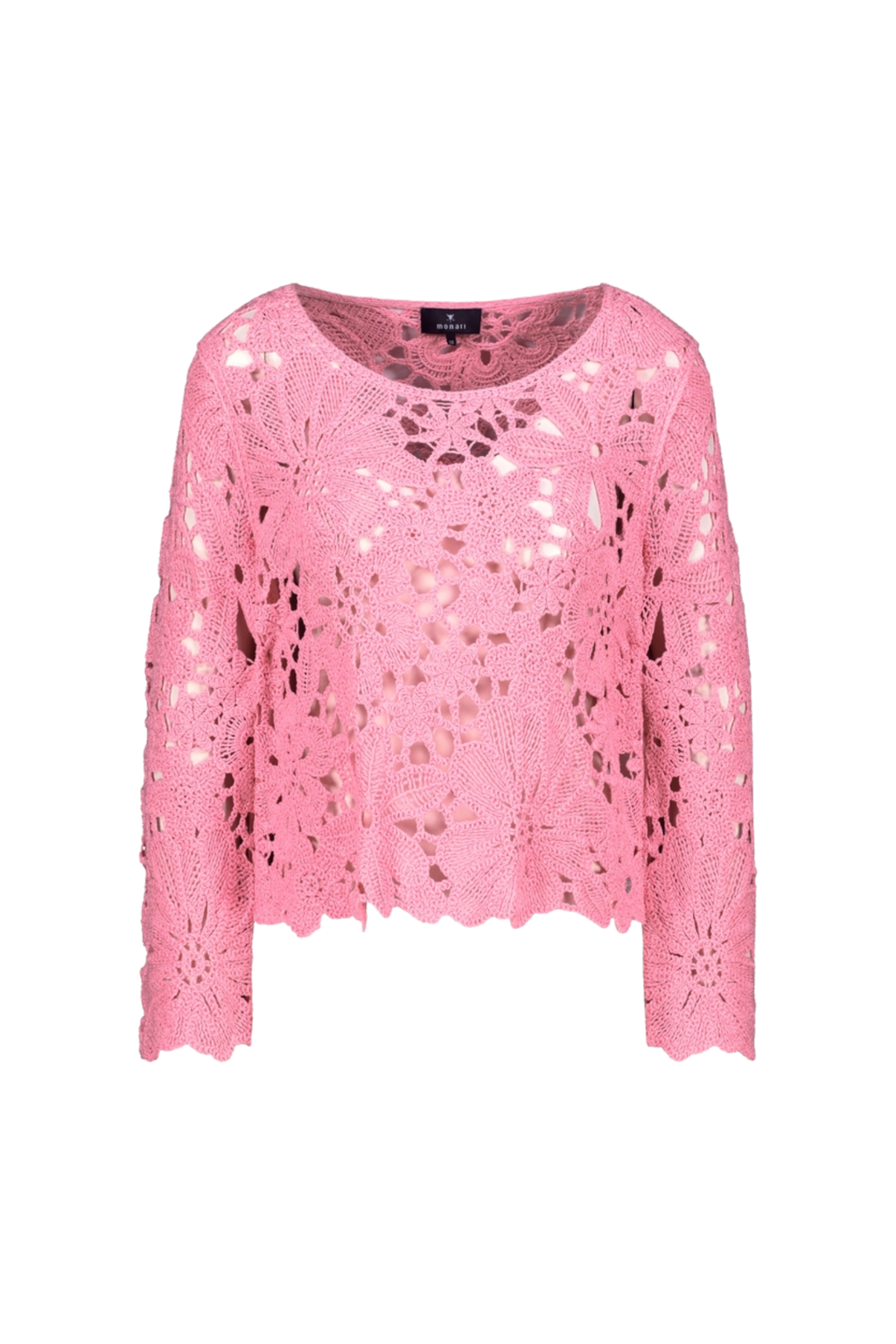 Shop the Monari 410237 Cornelly Crochet Jumper Spring Flower by Monari, available now at Dotique in pink crochet design.