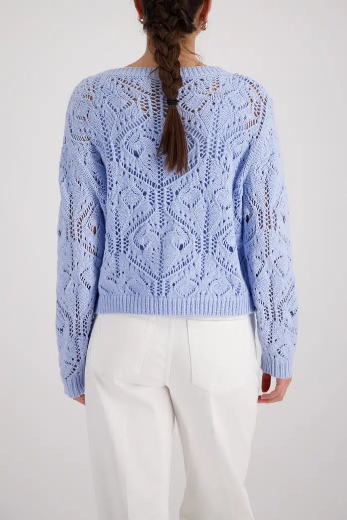 Monari 410303 Light Sky Blue jumper, close-up