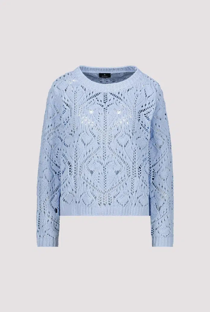 Monari 410303 Light Sky Blue jumper, open-knit detail