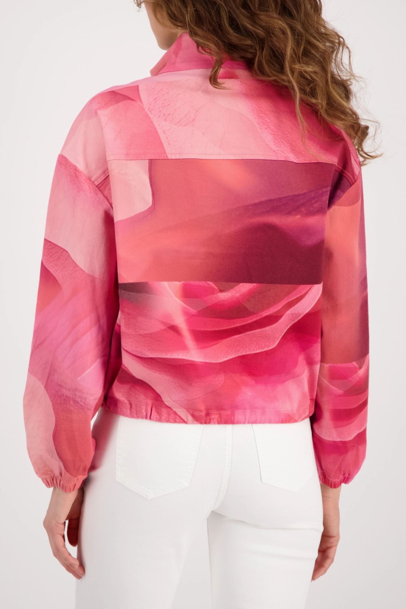 Monari 410331 All Over Pattern Jacket Spring Flower by Monari in pink tones, shop Monari at Dotique online.