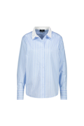 Monari 410358 Blue & White Striped Cotton Shirt with contrast collar, lightweight cotton, shop Monari at Dotique