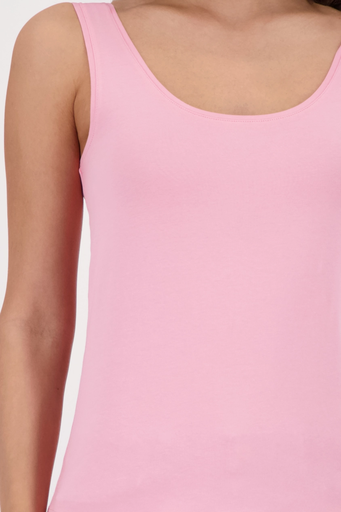 Monari 410372 Basic Cotton Stretch Vest Top Spring Flower by Monari in soft pink, shop Monari at Dotique.