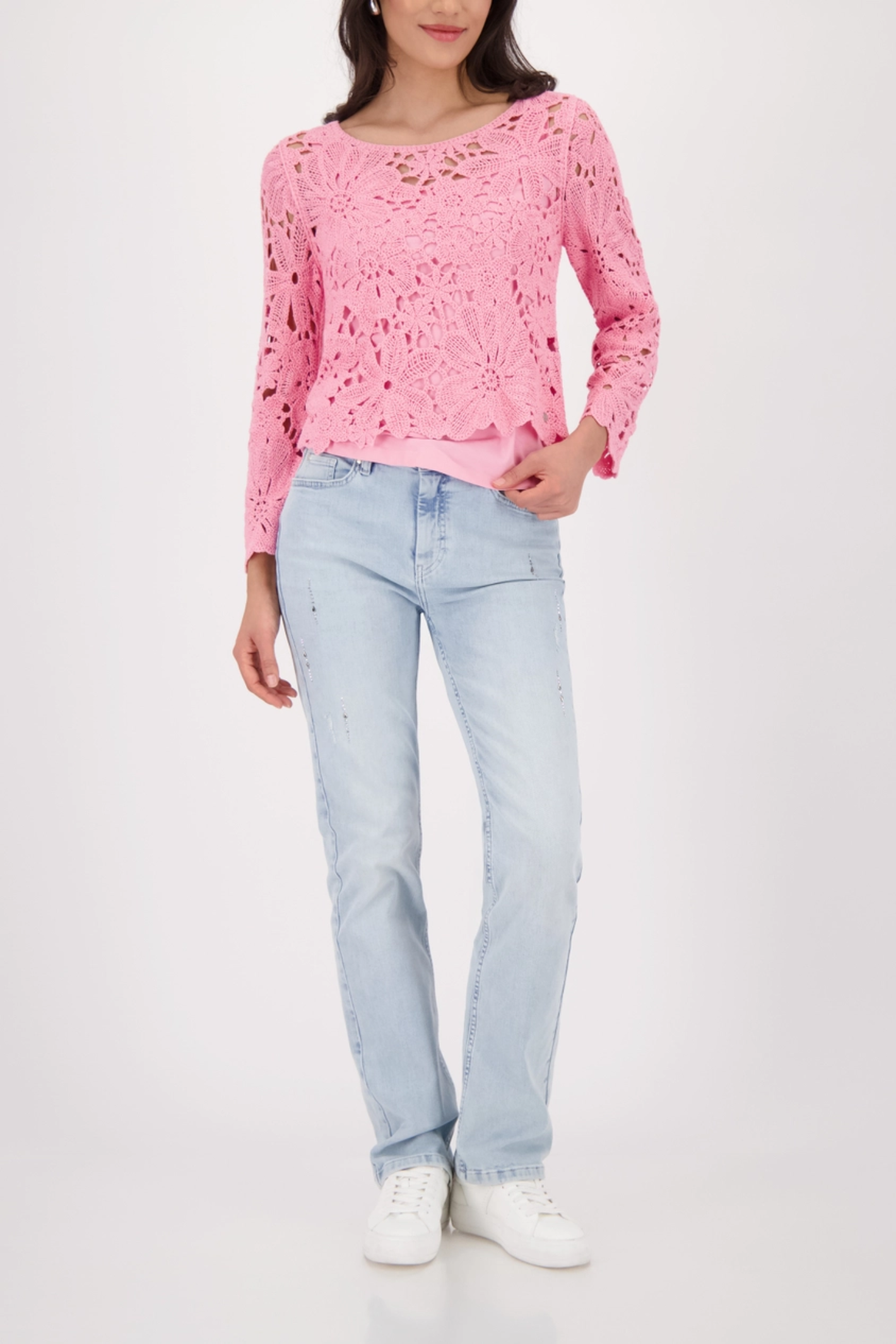 Monari 410372 Basic Cotton Stretch Vest Top Spring Flower by Monari, shop Monari styles at Dotique online.