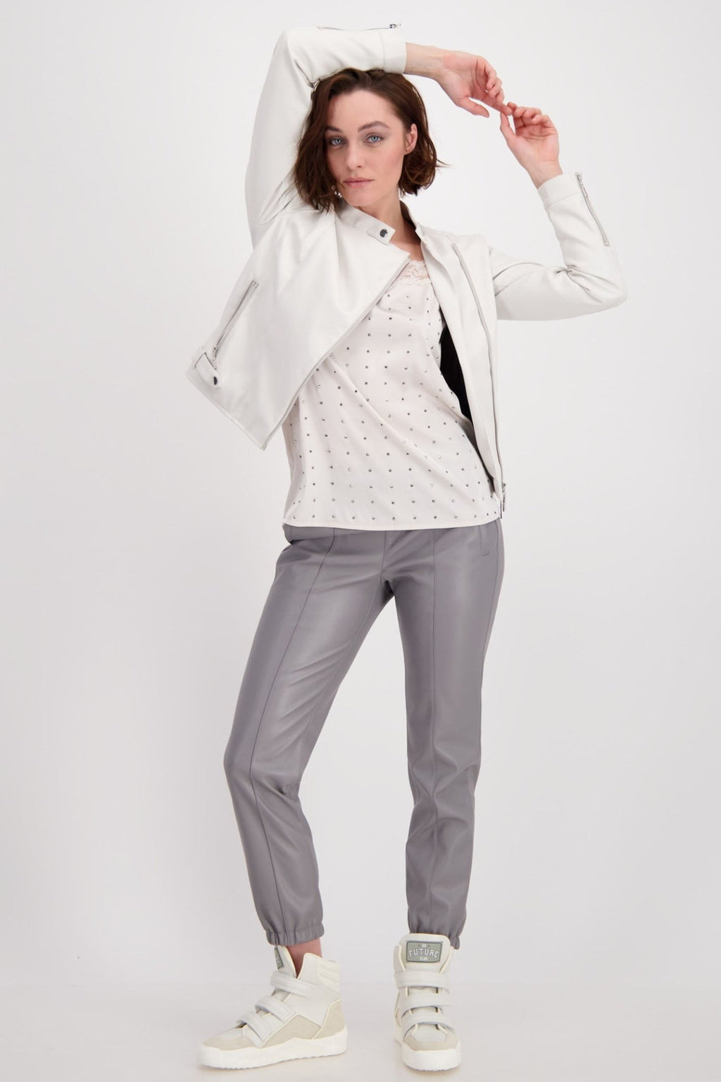 Monari 807065 Champagne Biker Style Jacket - Dotique