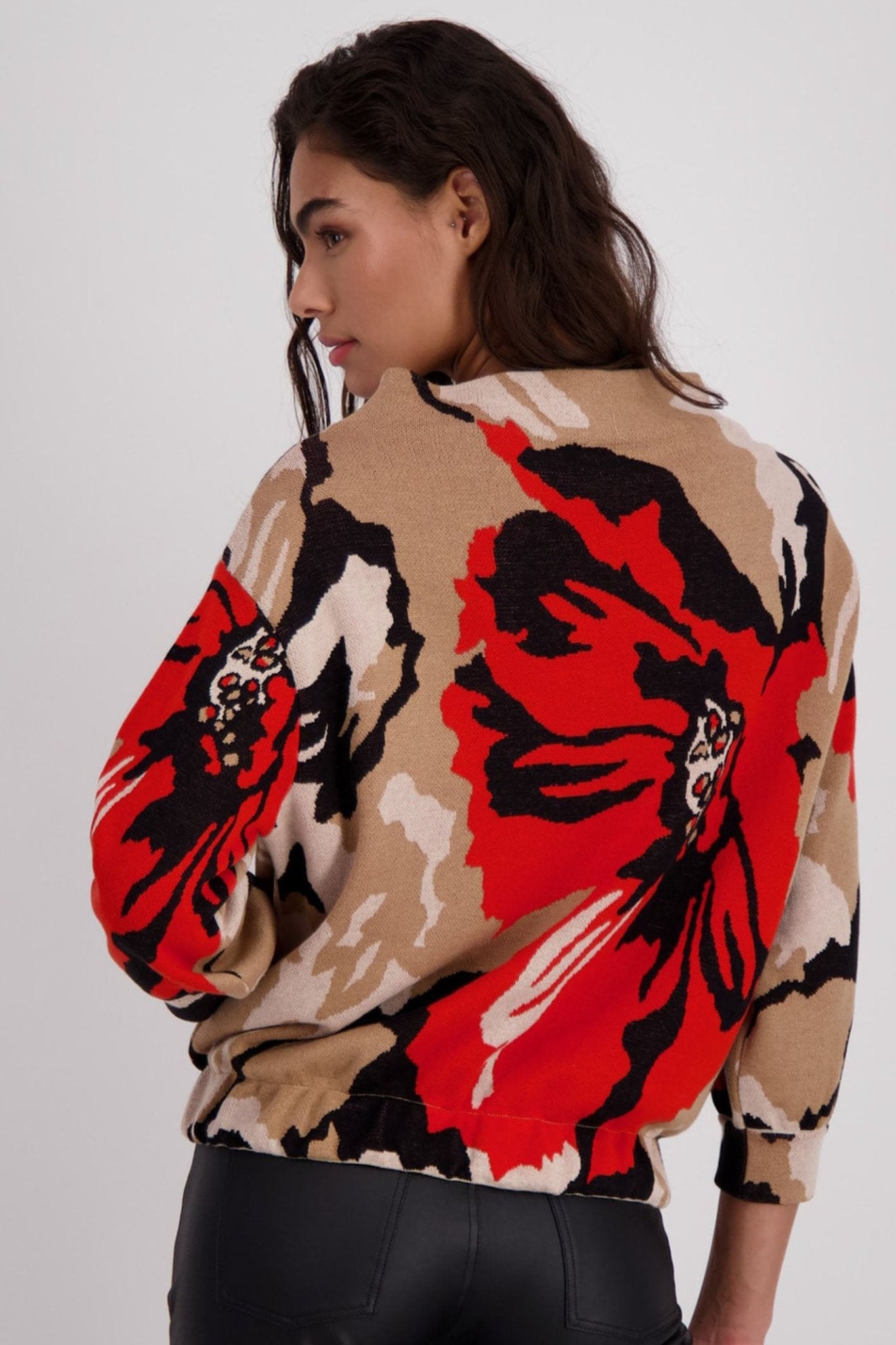 Monari 807193 Biscuit Patterned Stand Up Collar Jumper Jumper - Dotique