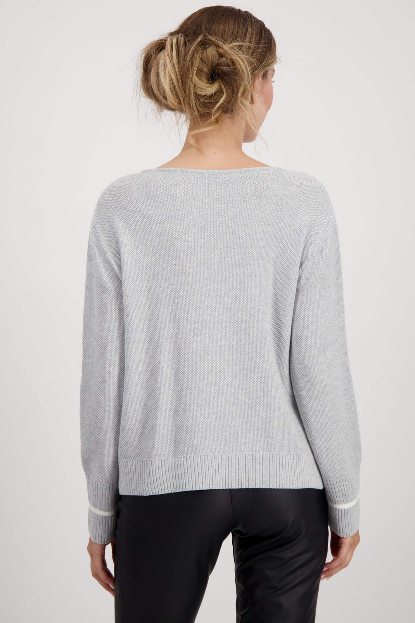 Monari 807278 Ash Grey Melange Round Neck Jumper – Dotique