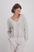 Monari 807829 Shiny Cable Moon Knit Sweater - Dotique - Monari