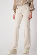 Monari 808035 Sandshell Cream Corduroy Straight Leg Trousers - Dotique - Monari