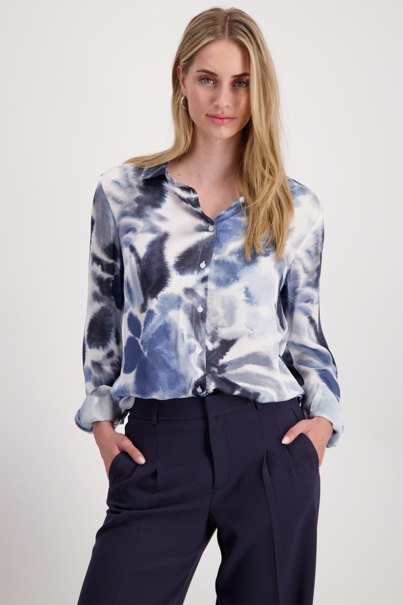 Monari 808099 Blue Print Shirt - Dotique - Monari