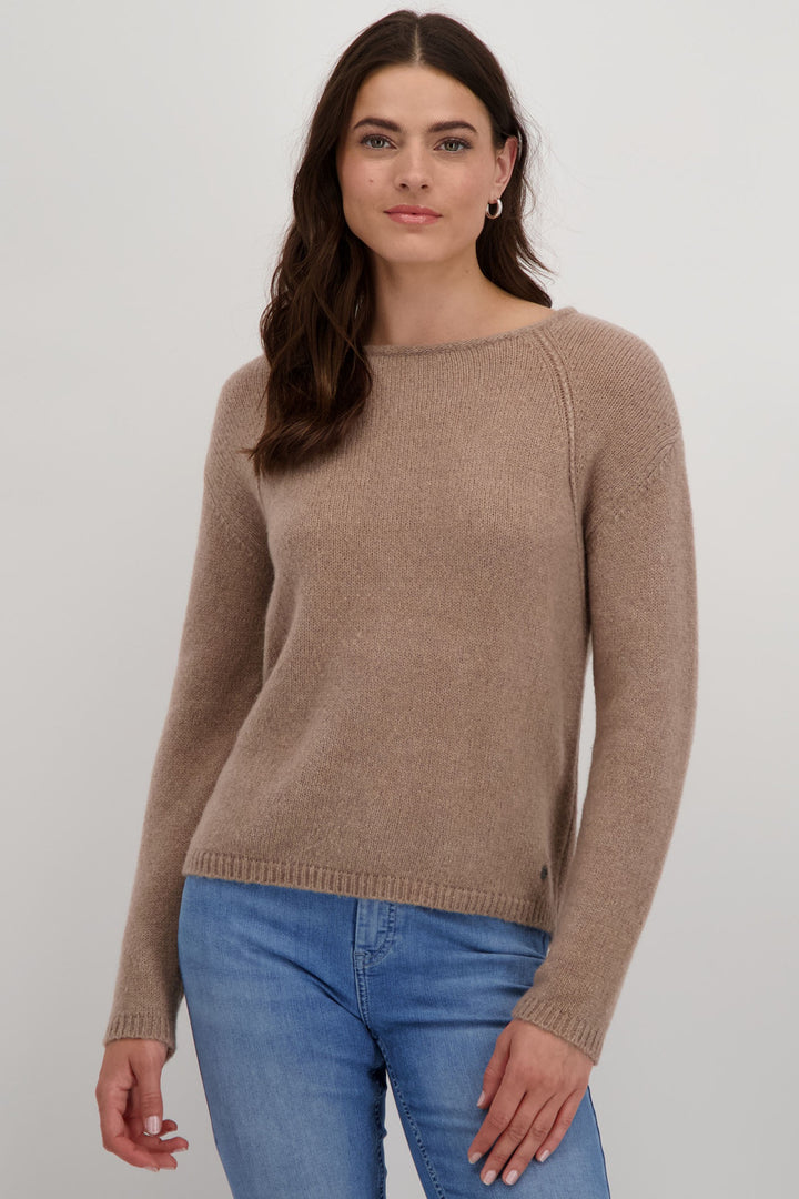 Monari 808312 Milk Chocolate Brown Wool Round Neck Jumper - Dotique