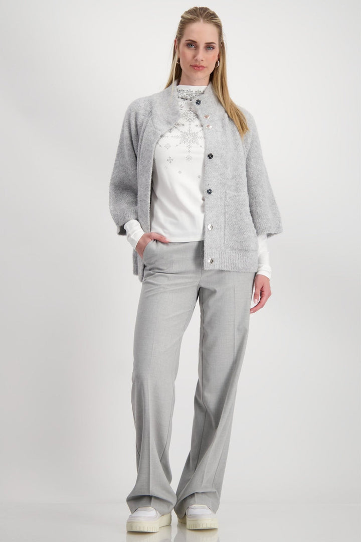 Monari 808380 Chrome Melange Stand-Up Collar Jacket - Dotique