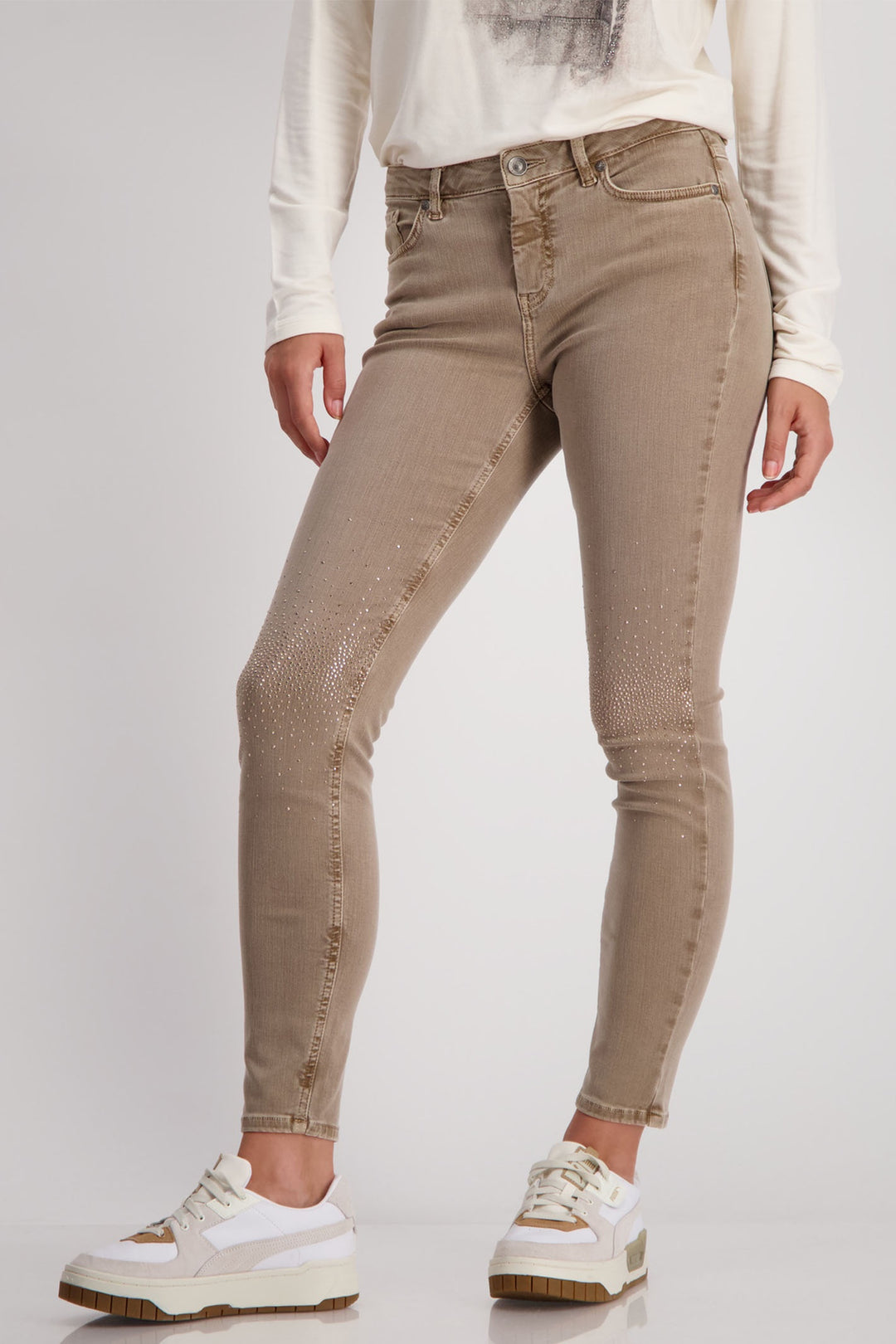 Monari 808416 Milk Chocolate Brown 5 Pocket 74cm Jeans - Dotique