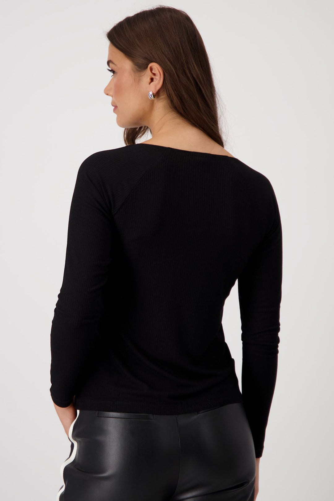 Monari 808577 Black Round Neck T Shirt - Dotique