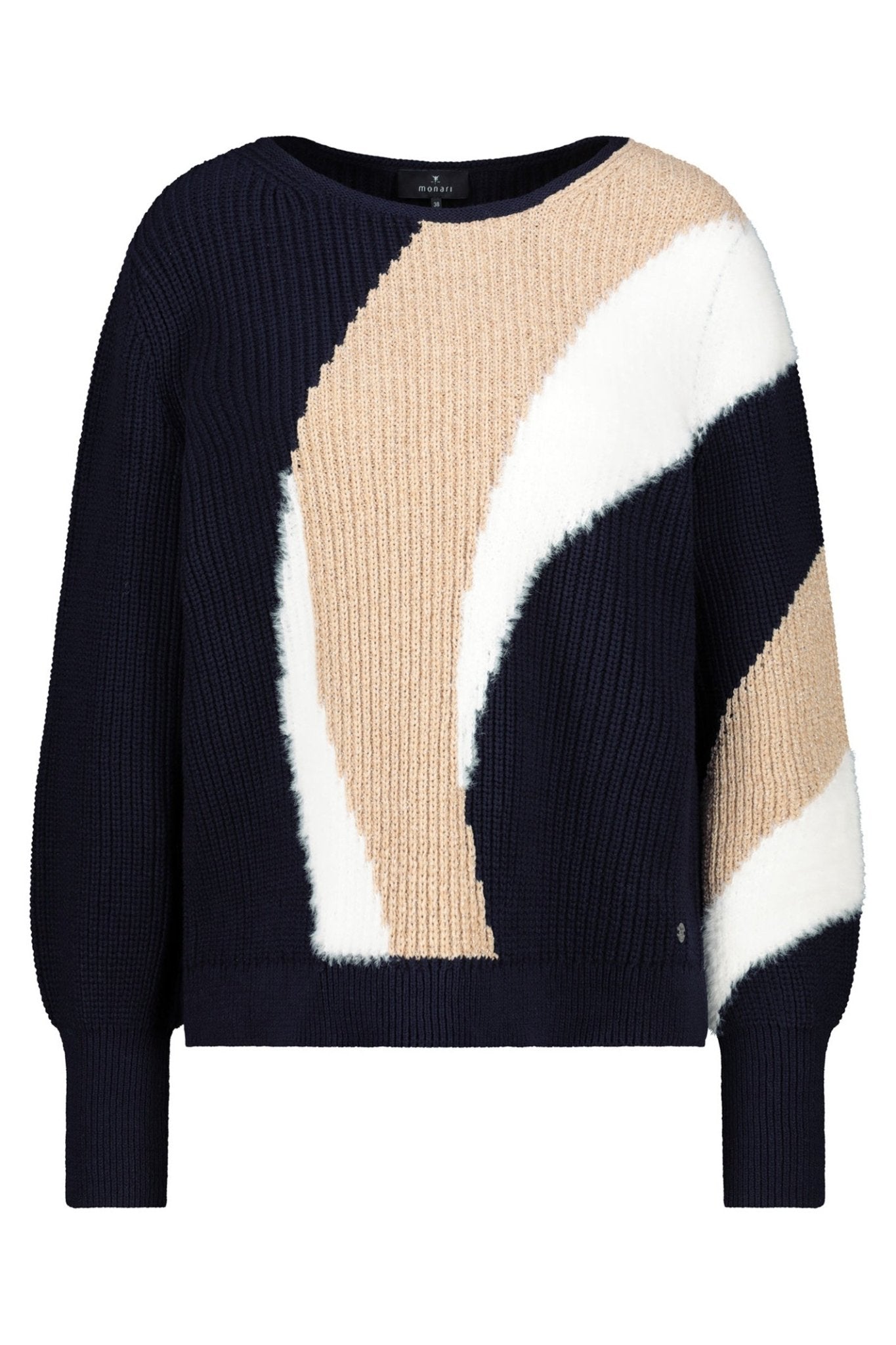 Monari 808973 Night Sky Navy Intarsia Knit Jumper - Dotique - Monari