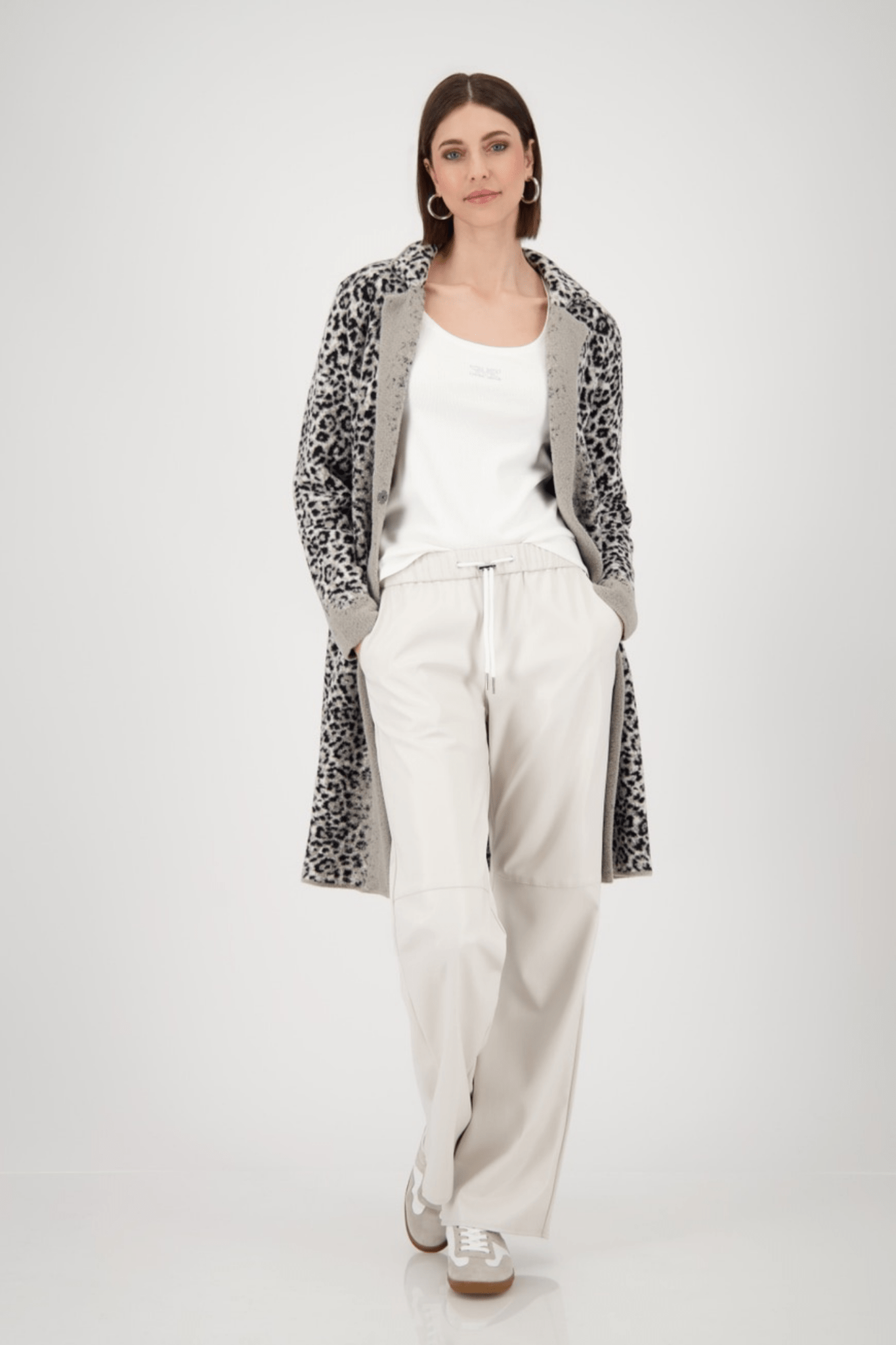 Monari 808994 Longline Knit Coat – Leopard - Dotique - Monari