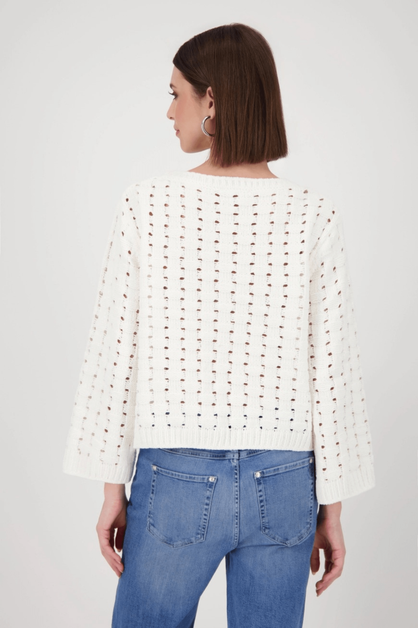 Monari 809056 Off - White Textured Knit Jumper - Dotique - Monari