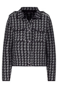 Monari 809062 Ash Grey Melange Houndstooth Knit Cardigan - Dotique - Monari