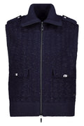 Monari 809107 Night Sky Navy Tweed Knit Gilet - Dotique - Monari