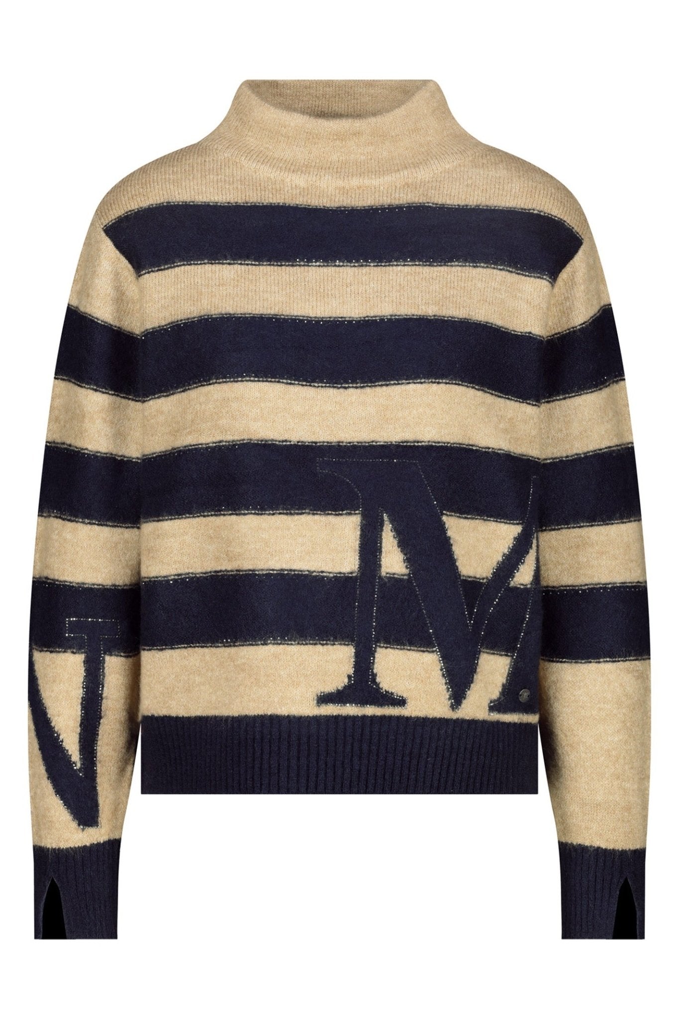 Monari 809123 Night Sky Navy Stripe Knit Jumper - Dotique - Monari