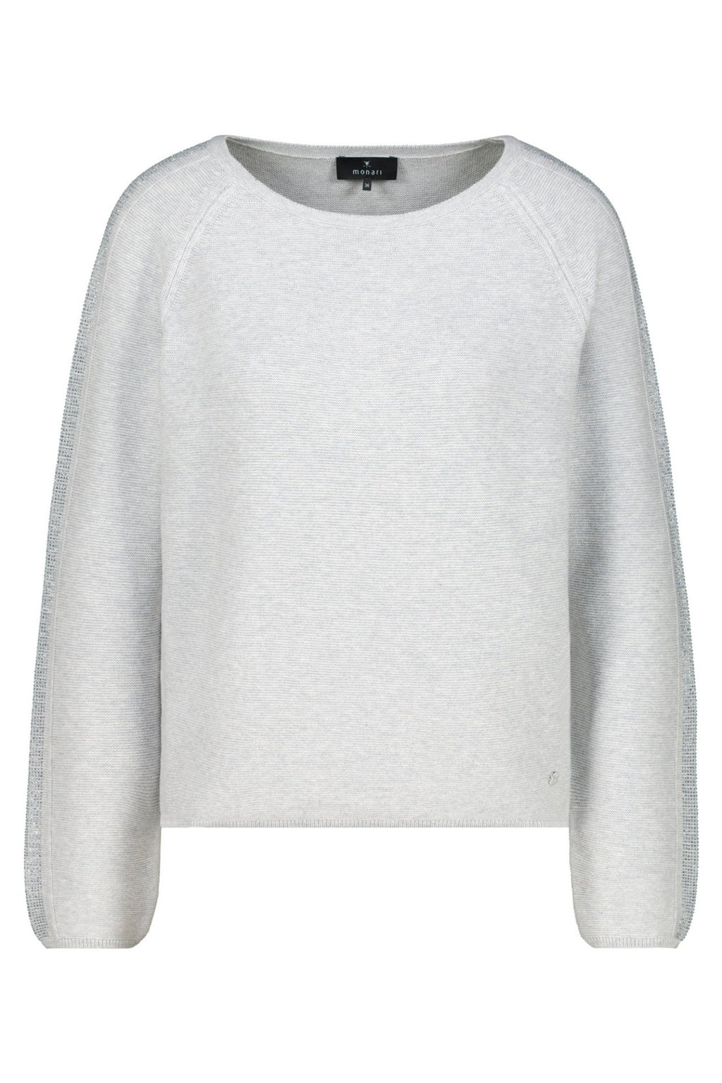 Monari 809131 Ash Grey Melange Embellished Knit Jumper - Dotique - Monari