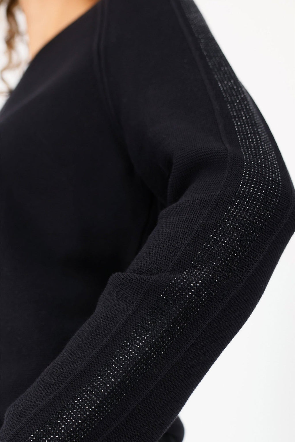 Monari 809131 Black Embellished Knit Jumper - Dotique - Monari