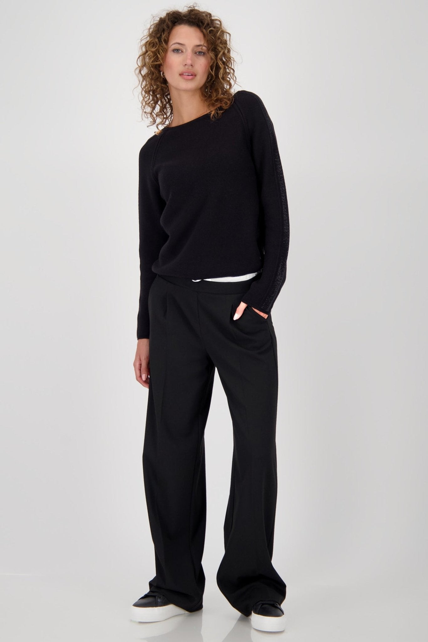 Monari 809131 Black Embellished Knit Jumper - Dotique - Monari