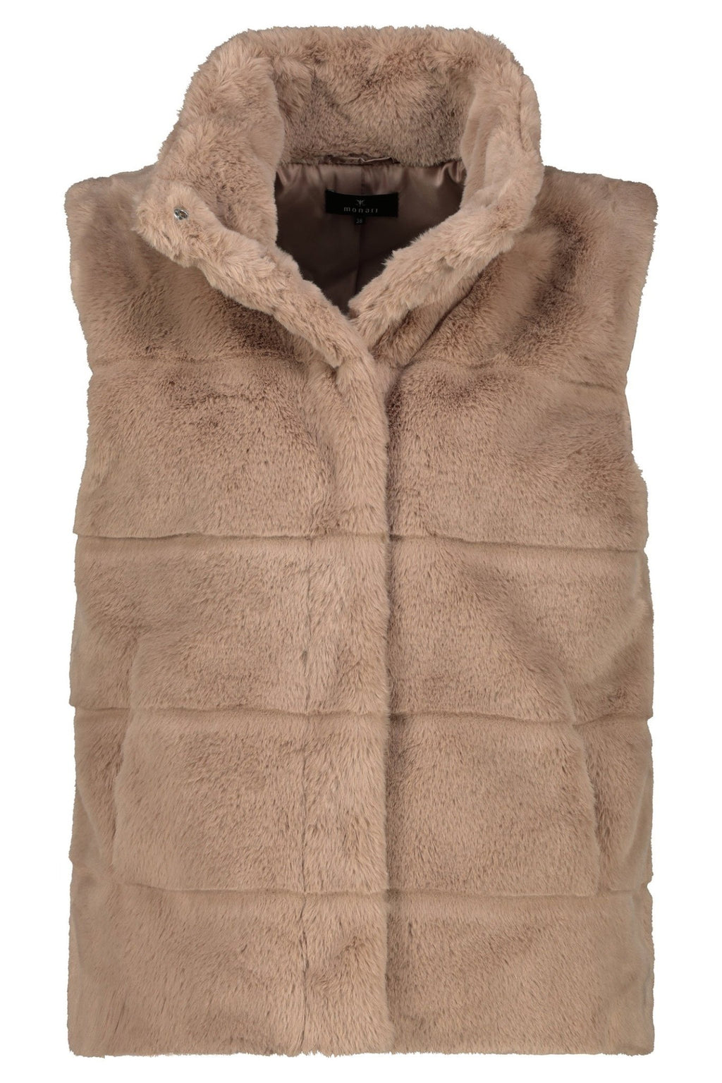 Monari 809140 Truffle Taupe Faux Fur Waistcoat Gilet - Dotique - Monari