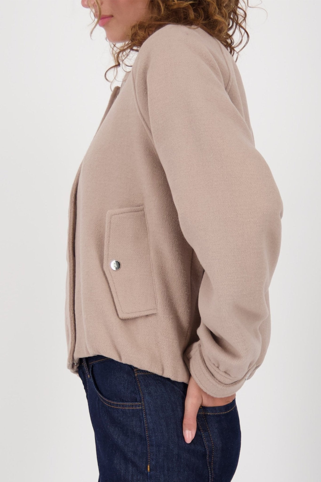 Monari 809162 Truffle Taupe Bomber - Style Knit Jacket - Dotique - Monari