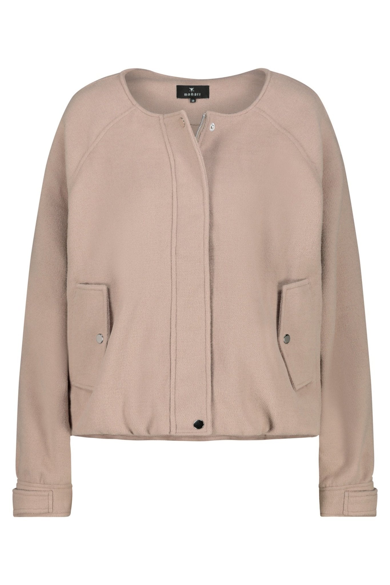Monari 809162 Truffle Taupe Bomber - Style Knit Jacket - Dotique - Monari