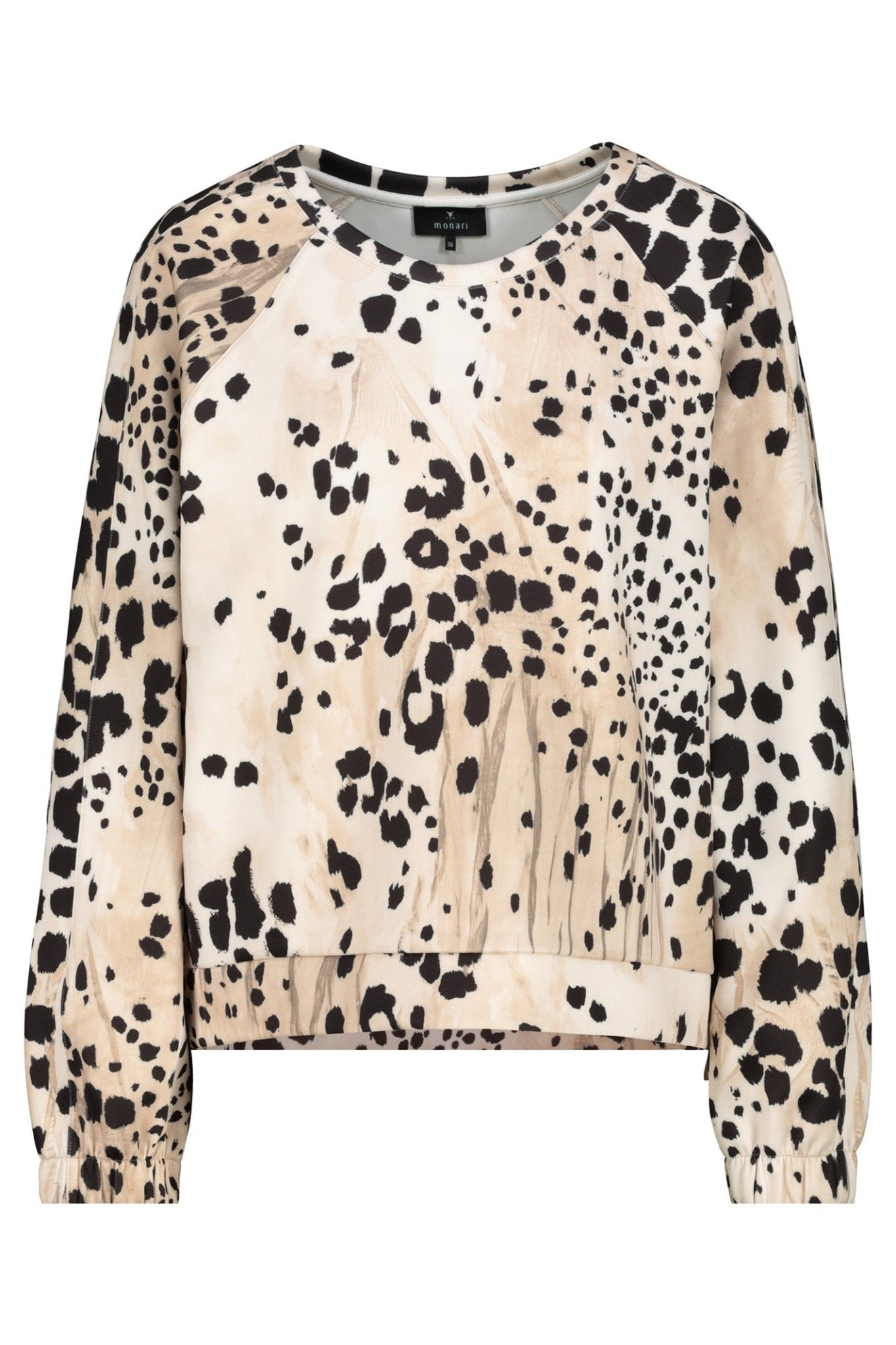 Monari 809169 Cashmere Beige Tones Leopard Print Sweatshirt - Dotique - Monari