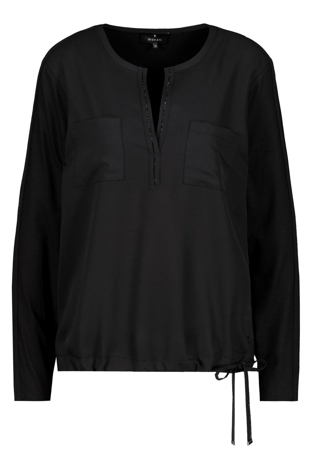 Monari 809190 Black Embellished Jersey Blouse - Dotique - Monari